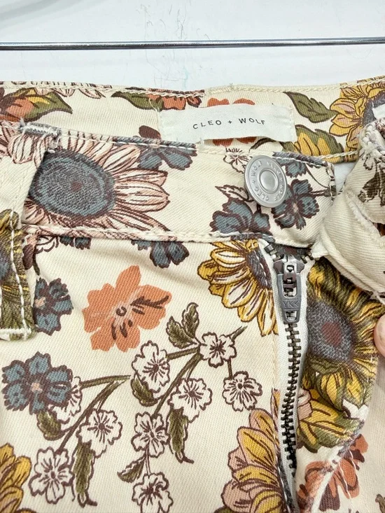 Cleo + Wolf Country Garden Yellow Floral Print High Rise Boot Cut Jeans - Picture 15 of 16